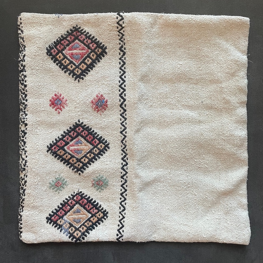Handmade Turkish Kilim Patterned Pillowcase 20x20”